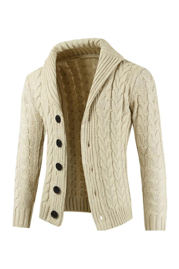 

Lovely Casual Buttons Design Beige Cardigan