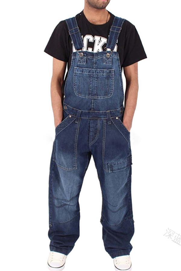 

Lovely Casual Pockets Design Deep Blue Jeans