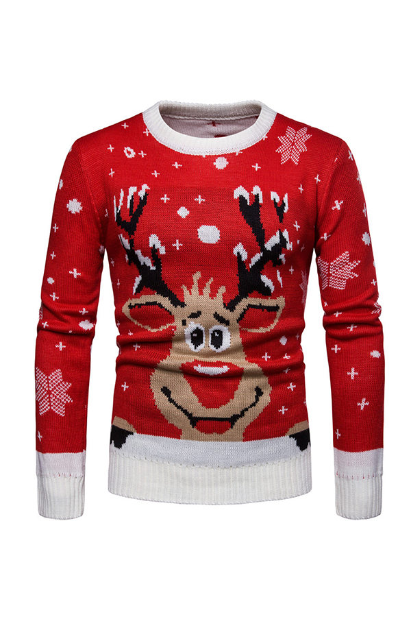 

Lovely Christmas Day Printed Red Sweater