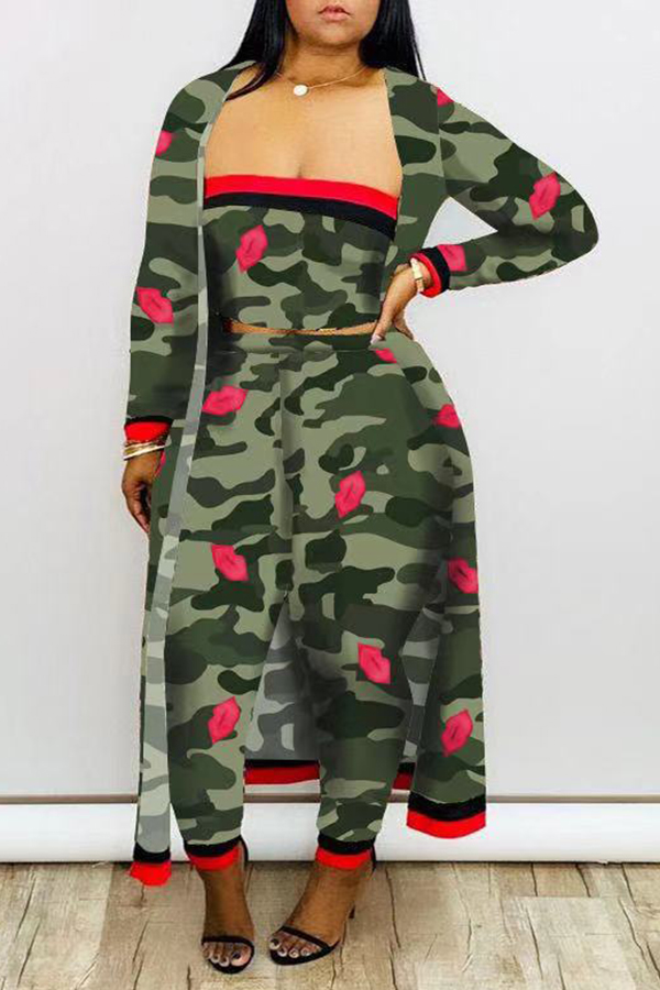 

Lovely Sexy Camouflage Printed Two-piece Pants Set, Camo