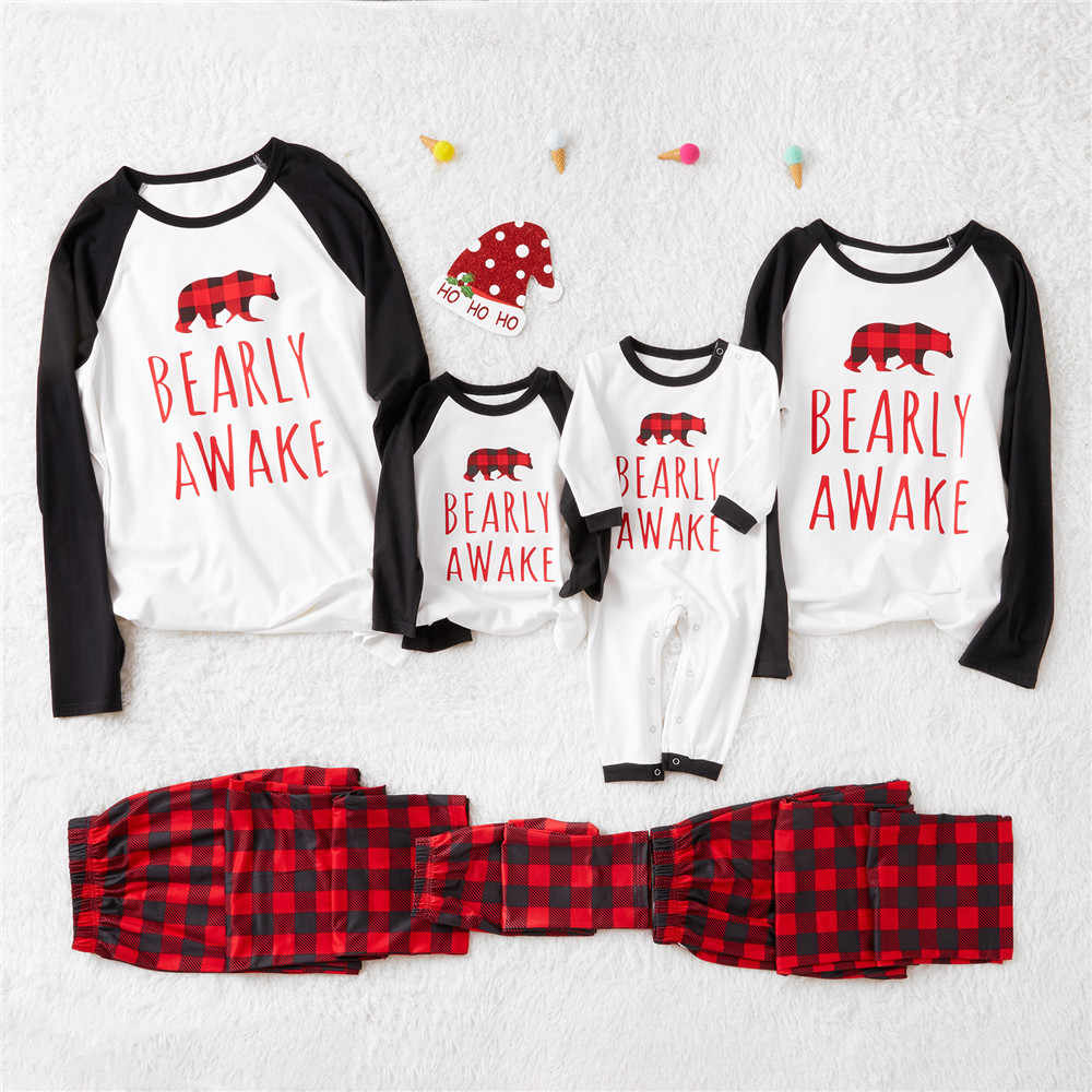 

Lovely Family Plaid Printed White Mother Two-piece Pants Set
