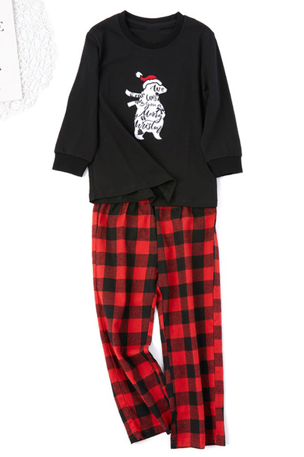 

Lovely Family Printed Black Father Two-piece Pants Set