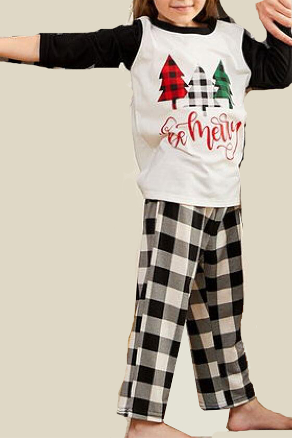 Lovely Family Printed White Girl Two-piece Pants Set
