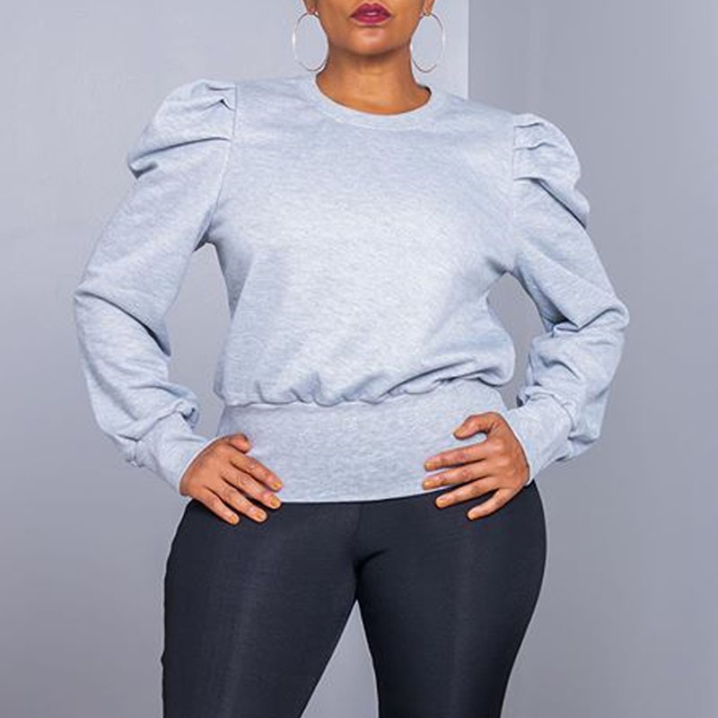 

Lovely Trendy Ruffle Design Grey Blouse
