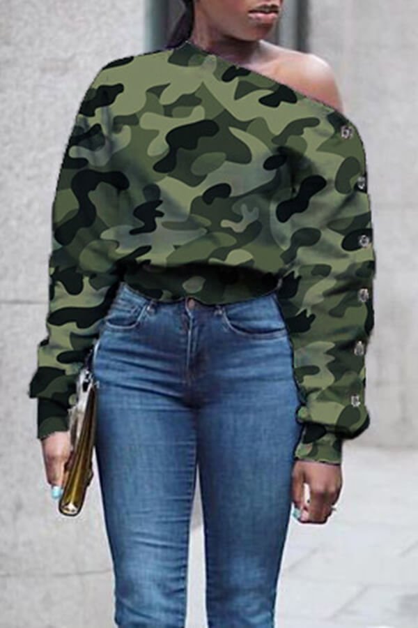 

Lovely Casual O Neck Green Sweatshirt Hoodie