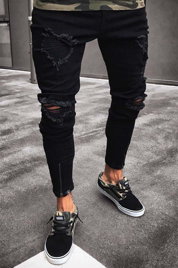 

Lovely Casual Broken Holes Baby Black Jeans