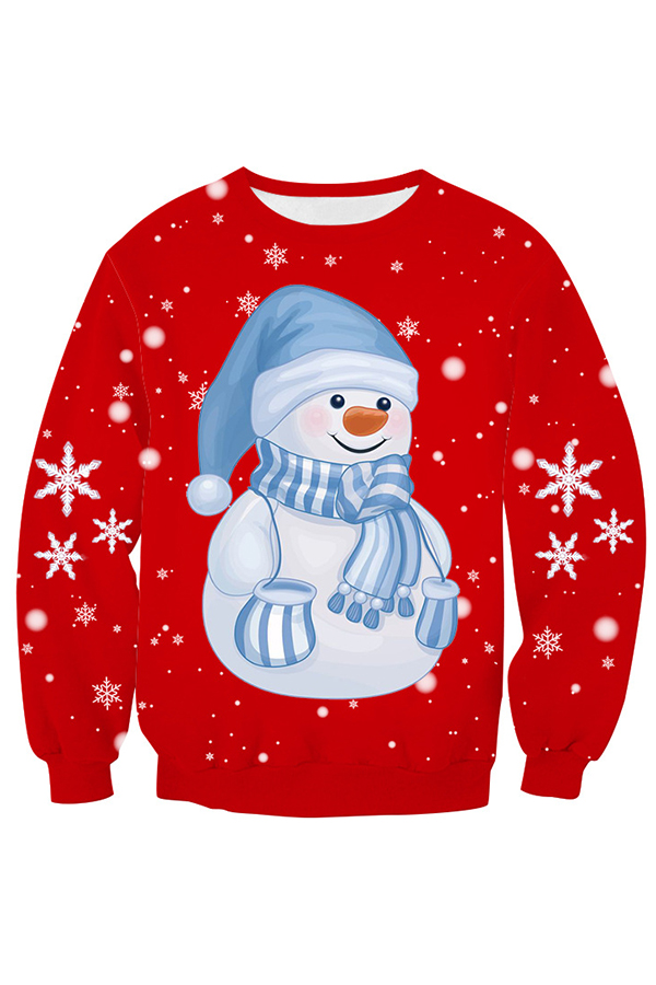 

Lovely Christmas Day Printed Red Hoodie