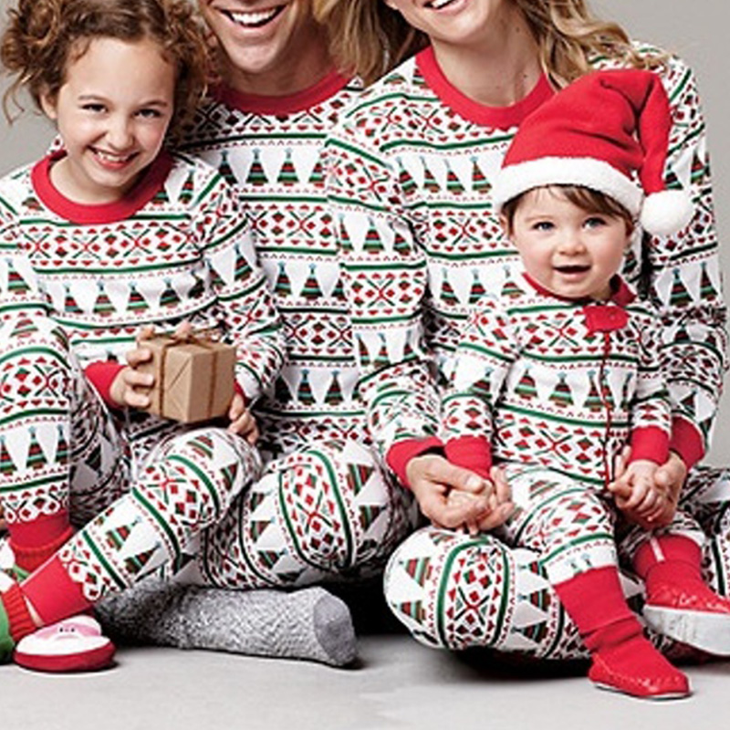 

Lovely Family Patchwork Printed White Mother Two-piece Pants Set