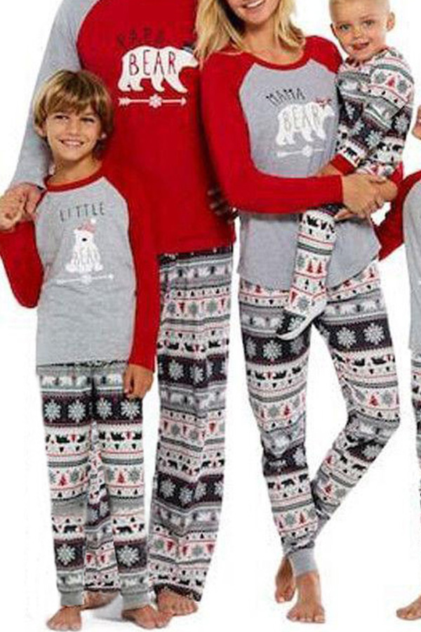 

Lovely Family Printed Dark Red Mother Two-piece Pants Set