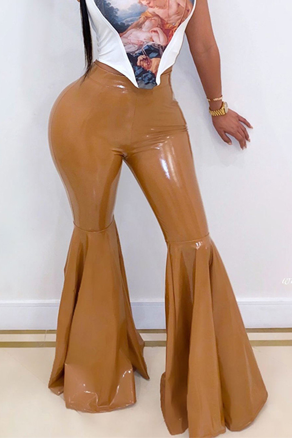 

Lovely Trendy Flared Coffee Pants