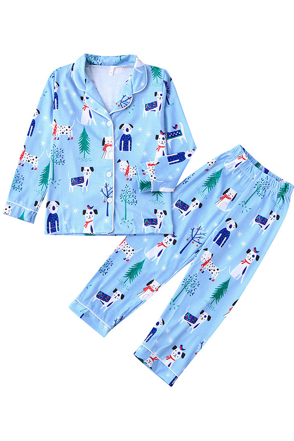 Cheap Boys Two Piece Lovely Family Printed Blue Boys Two-piece Pants S