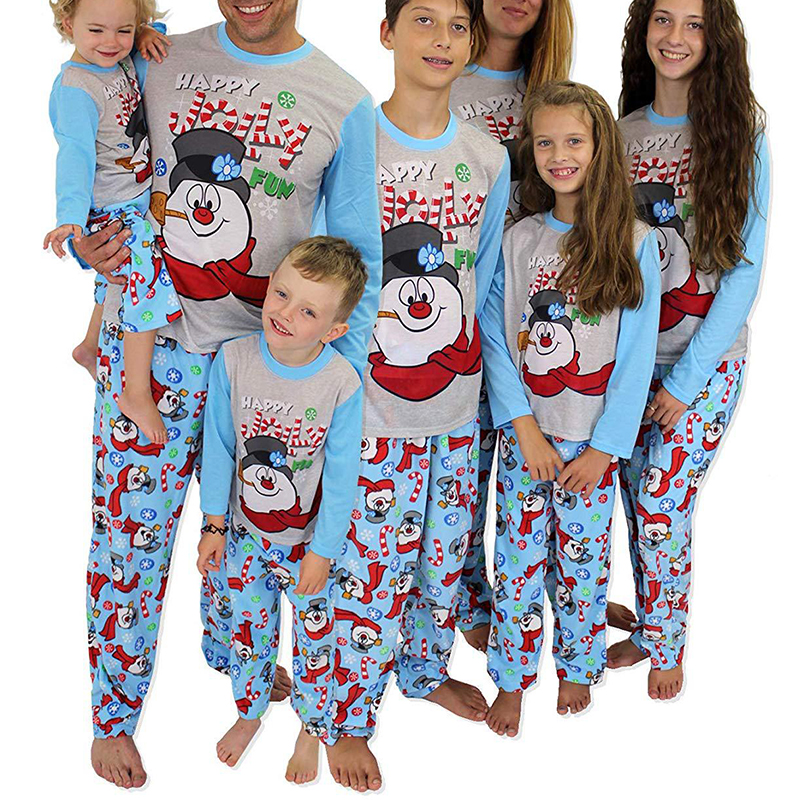 

Lovely Family Santa Claus Printed Blue Mother Two-piece Pants Set