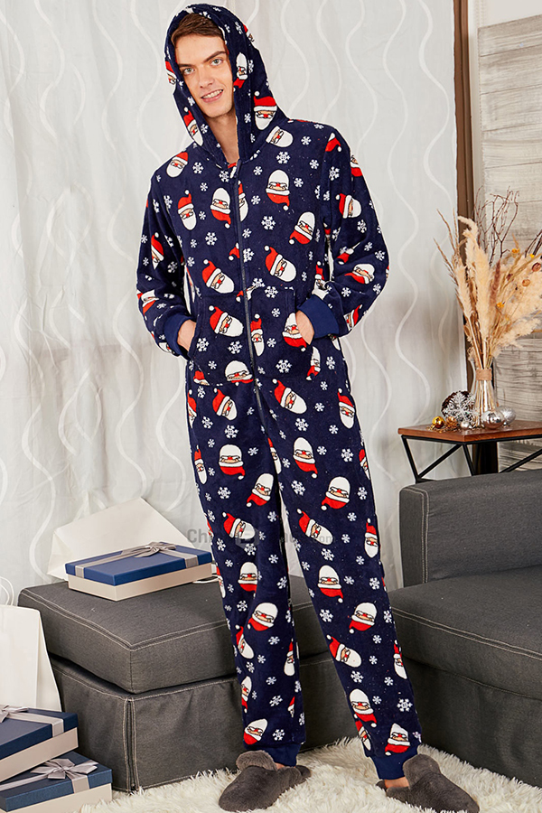 

Lovely Family Printed Dark Blue Father One-piece Jumpsuit