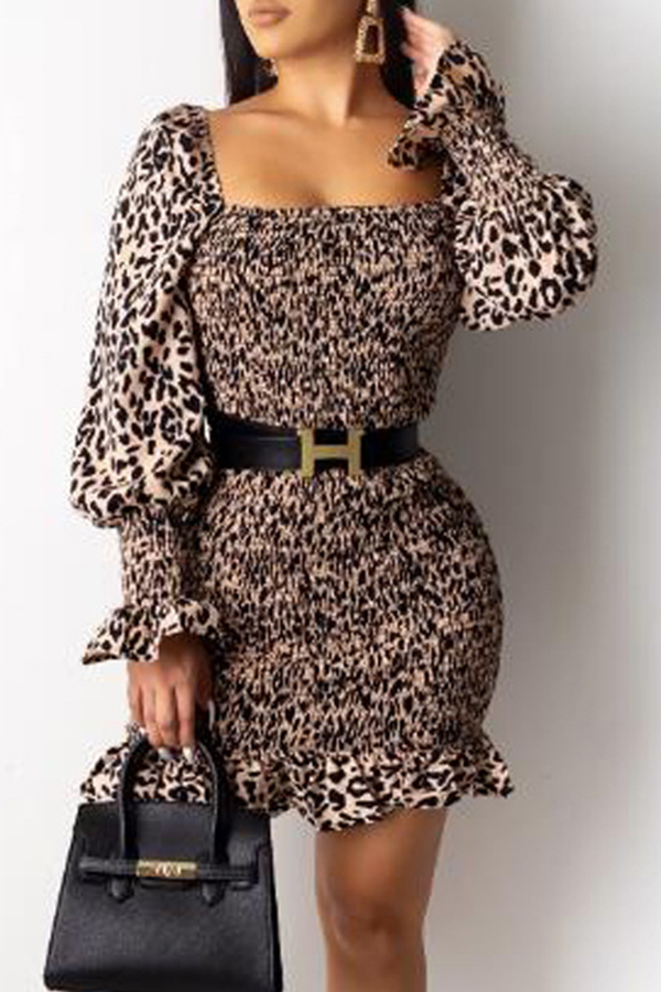 Cheap Dress Lovely Sweet Leopard Printed Mini Dress