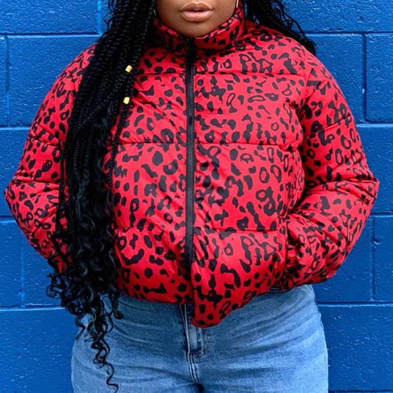 

Lovely Casual Leopard Printed Wine Red Plus Size Coat