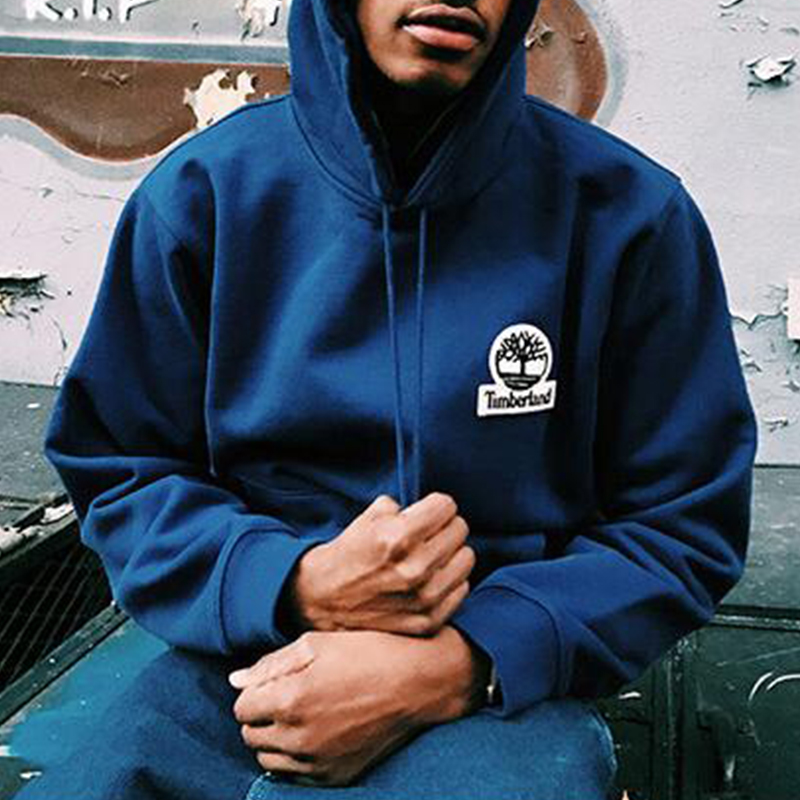 

Lovely Street Hooded Collar Printed Dark Blue Hoodie