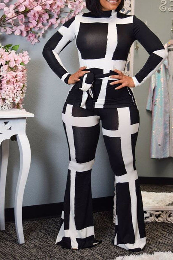 Lovely Casual Patchwork Black Two-piece Pants Set