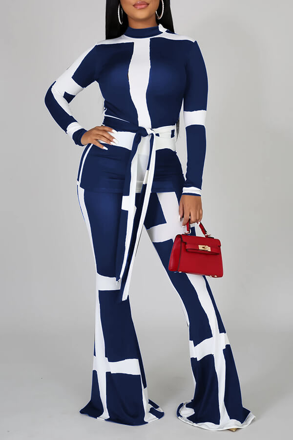 patchwork pants two piece outfits