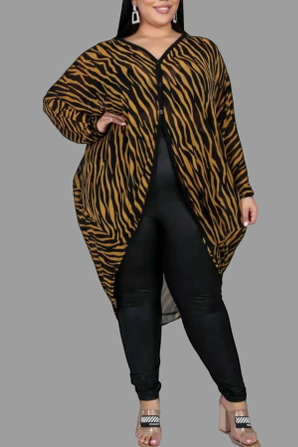 

Lovely Trendy Printed Black Plus Size Blouse