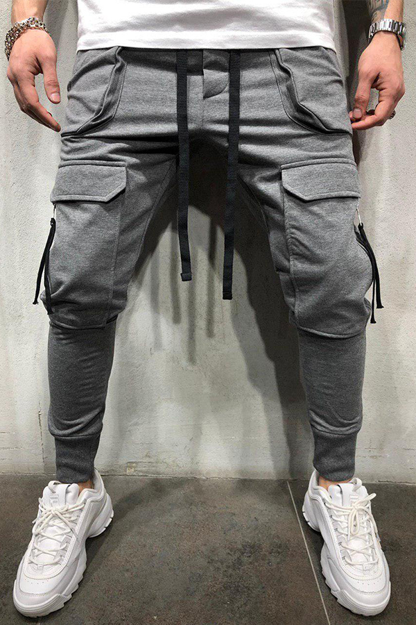 

Lovely Casual Pocket Grey Pants