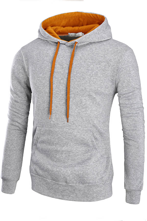 

Lovely Trendy Hooded Collar Patchwork Light Grey Hoodie