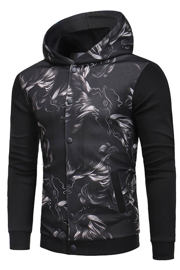 

Lovely Casual Printed Black Jacket
