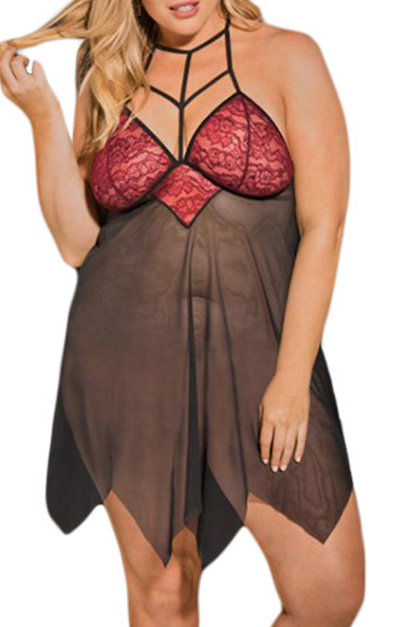 

Lovely Sexy See-through Red Babydolls