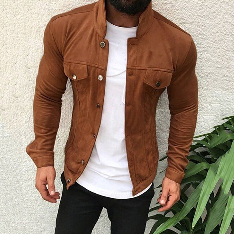 

Lovely Casual Buttons Design Brown Jacket
