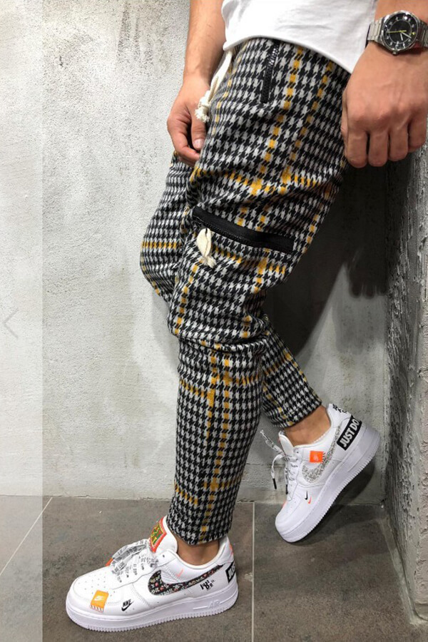 Lovely Casual Plaid Ptinted Yellow Pants_Pants/Capris_Bottoms_Men ...