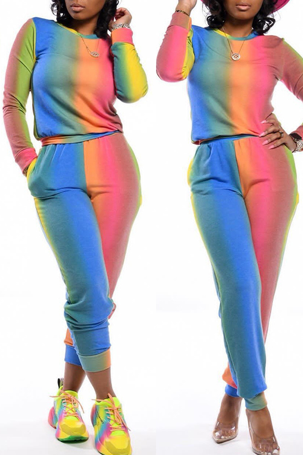 

Lovely Casual Tie-dye Multicolor Two-piece Pants Set, Multi