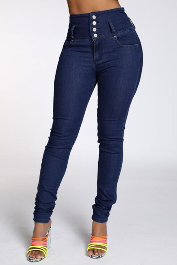 

Lovely Casual Buttons Design Blue Jeans