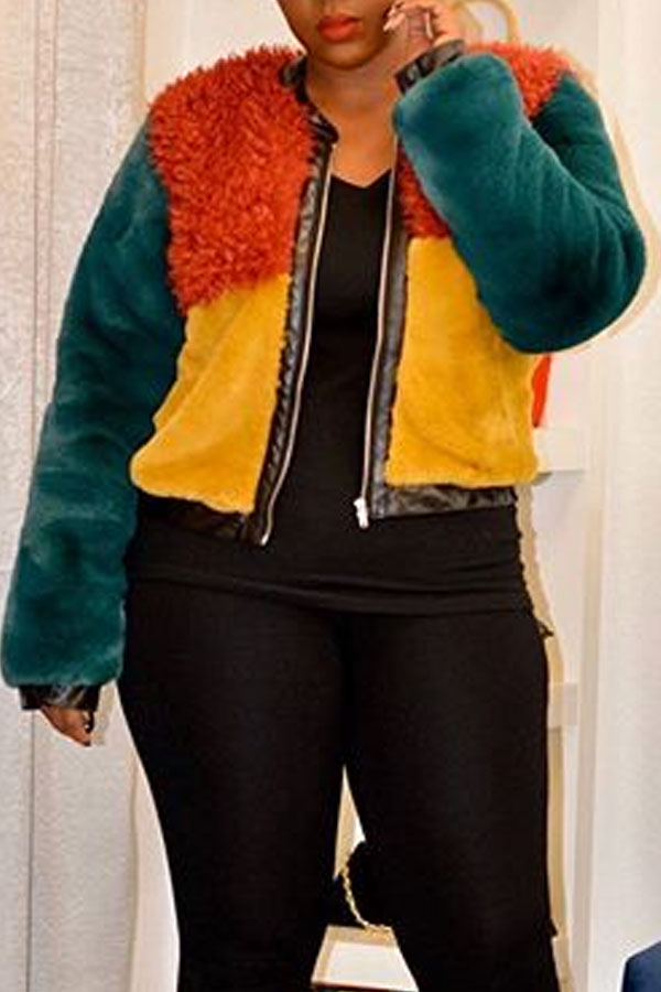 

Lovely Trendy Patchwork Multicolor Coat, Multi