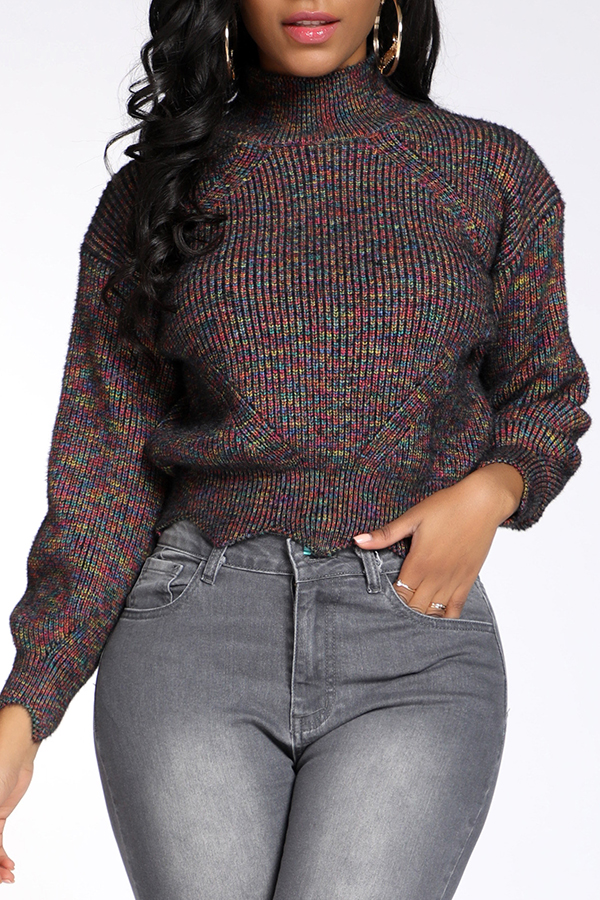 

Lovely Leisure Basic Flounce Multicolor Sweater, Multi
