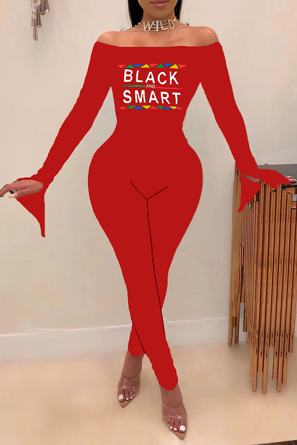 

Lovely Chic Letter Skinny Red One-piece Jumpsuit