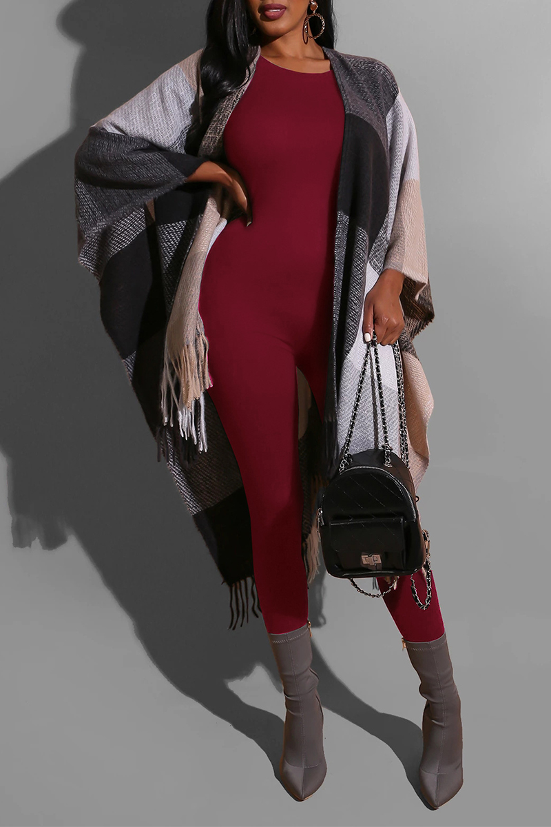 

Lovely Chic Basic Skinny Wine Red One-piece Jumpsuit