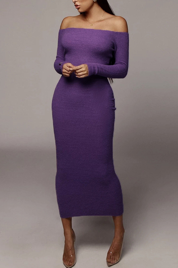 Lovely Trendy Skinny Purple Ankle Length Dress