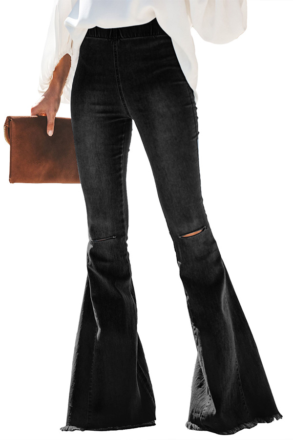 

Lovely Casual Skinny Flared Black Jeans