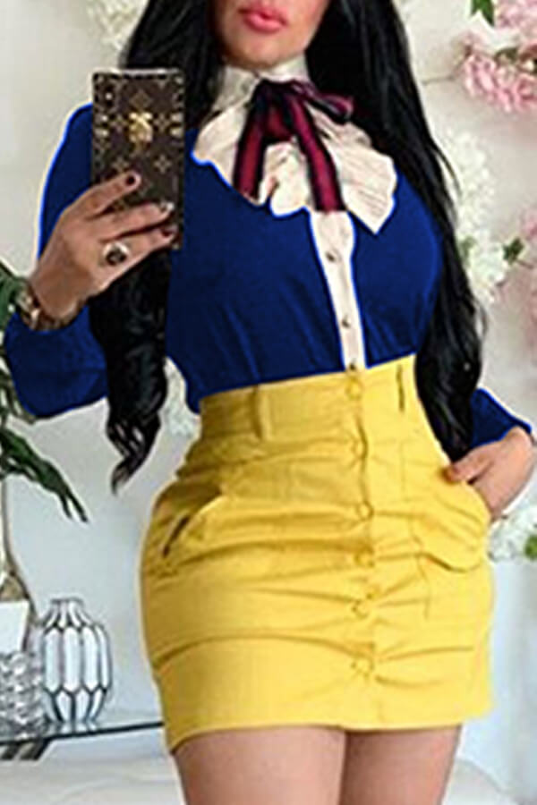 

Lovely Sweet Patchwork Royal Blue Shirt, Royalblue