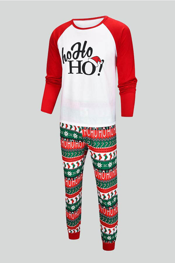 Lovely Trendy O Neck Printed White Father Two-pieces Pants Set