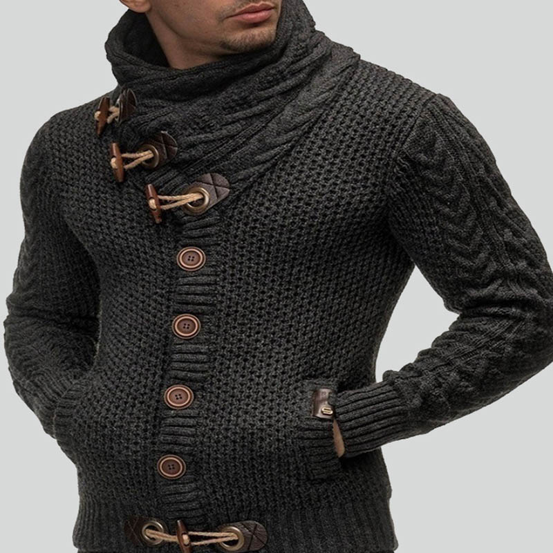 

Lovely Casual Buttons Dark Blue Sweater, Dark grey