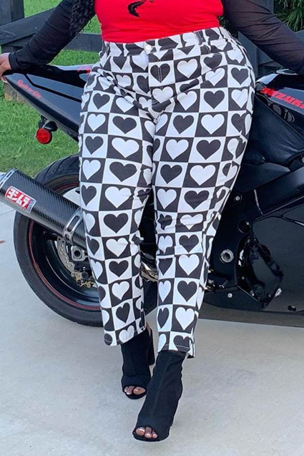 

Lovely Casual Print Basic Black Plus Size Pants