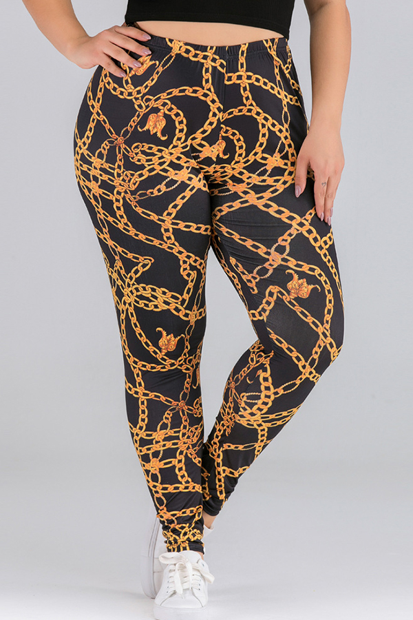 

Lovely Casual Print Black Plus Size Pants