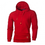 Men Lovely Casual Hooded Collar Ruffle Design Red 
