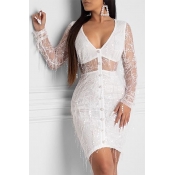 Lovely Sweet See-through White Mini Dress