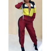 Lovely Trendy Patchwork Red One-piece Jumpsuit