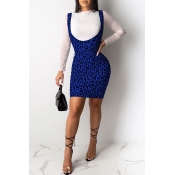 Lovely Casual Letter Printed Blue Two-piece Skirt 
