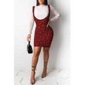 Lovely Casual Letter Printed Red Two-piece Skirt S