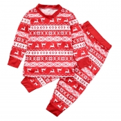Lovely Family Printed Red Kids Two-piece Pants Set