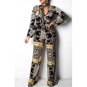 Lovely Casual Printed Black One-piece Jumpsuit