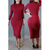 Lovely Leisure Skinny Purplish Red Knee Length Dre